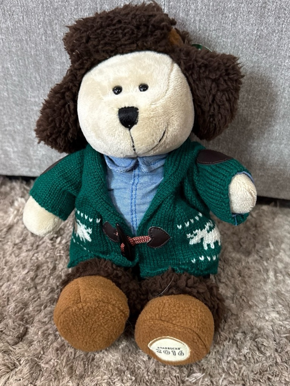 Starbucks Bearista Plush Bear 119th Edition Holiday Green Sweater 2016 VTG NWT